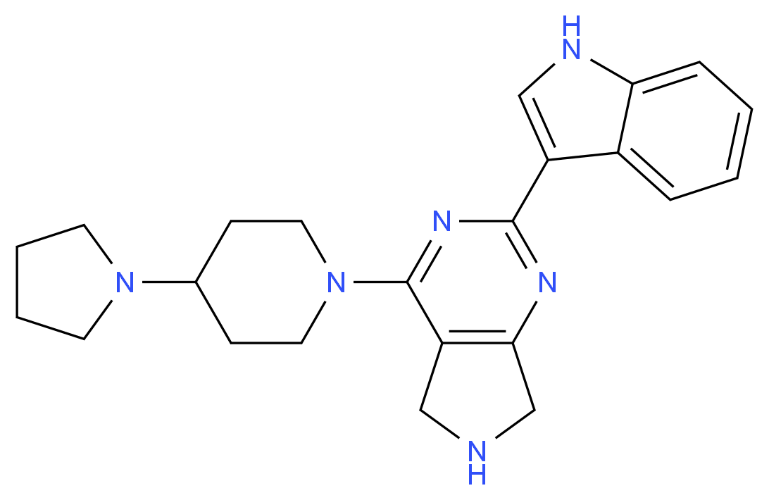 2-(1H-indol-3-yl)-4-(4-pyrrolidin-1-ylpiperidin-1-yl)-6,7-dihydro-5H-pyrrolo[3,4-d]pyrimidine_分子结构_CAS_)
