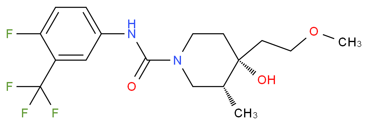 (3R*,4R*)-N-[4-fluoro-3-(trifluoromethyl)phenyl]-4-hydroxy-4-(2-methoxyethyl)-3-methylpiperidine-1-carboxamide_分子结构_CAS_)