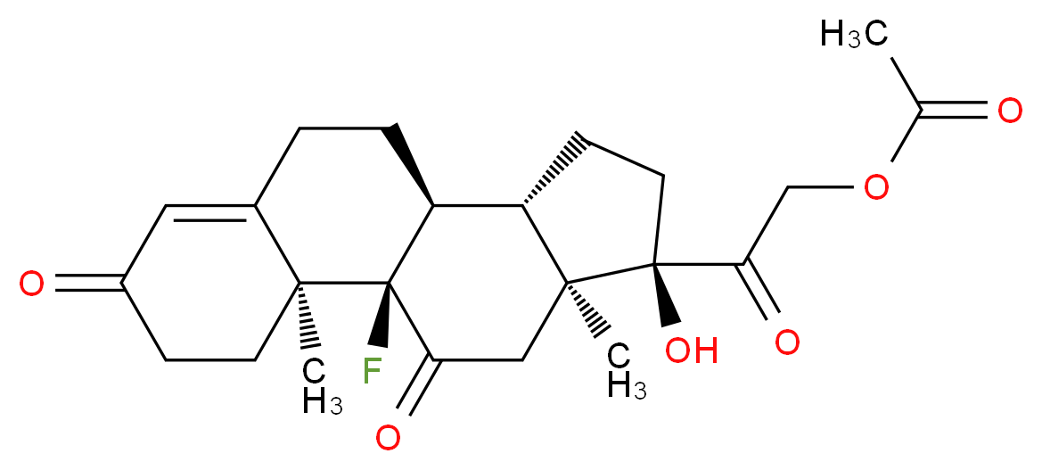 2-[(1R,2S,10S,11S,14R,15S)-1-fluoro-14-hydroxy-2,15-dimethyl-5,17-dioxotetracyclo[8.7.0.0<sup>2</sup>,<sup>7</sup>.0<sup>1</sup><sup>1</sup>,<sup>1</sup><sup>5</sup>]heptadec-6-en-14-yl]-2-oxoethyl acetate_分子结构_CAS_514-36-3