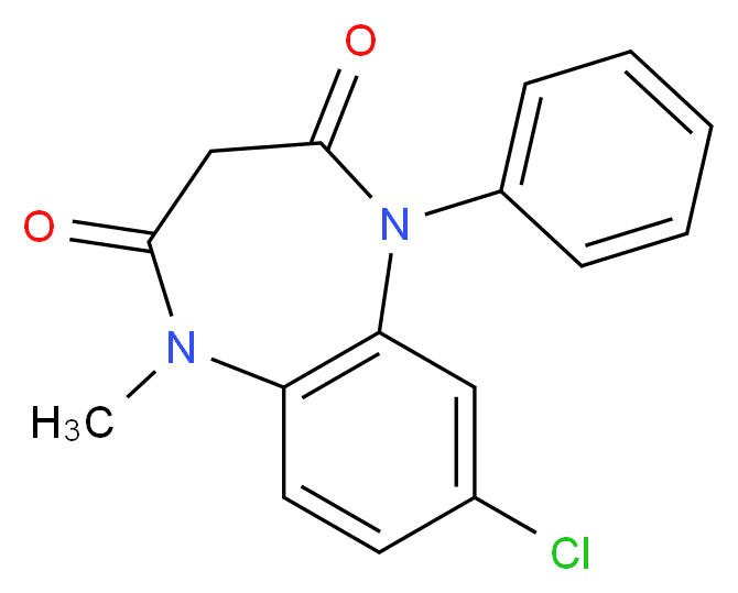 7-chloro-1-methyl-5-phenyl-2,3,4,5-tetrahydro-1H-1,5-benzodiazepine-2,4-dione_分子结构_CAS_22316-47-8