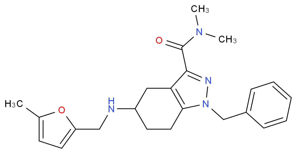 1-benzyl-N,N-dimethyl-5-{[(5-methyl-2-furyl)methyl]amino}-4,5,6,7-tetrahydro-1H-indazole-3-carboxamide_分子结构_CAS_)