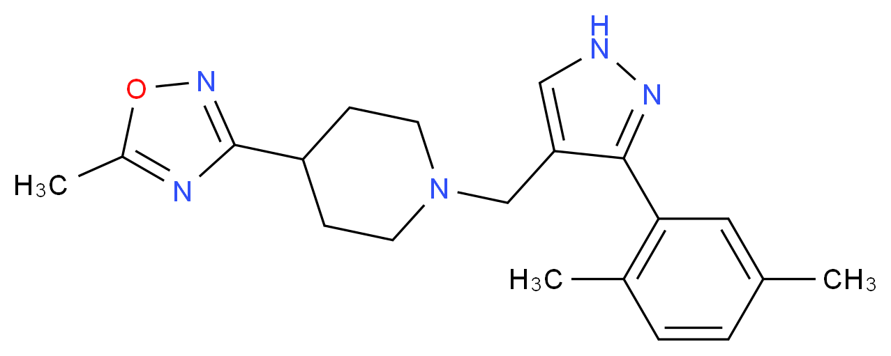1-{[3-(2,5-dimethylphenyl)-1H-pyrazol-4-yl]methyl}-4-(5-methyl-1,2,4-oxadiazol-3-yl)piperidine_分子结构_CAS_)