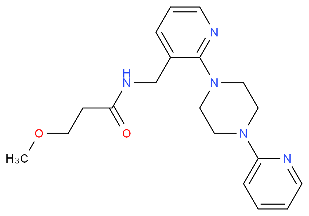 3-methoxy-N-({2-[4-(2-pyridinyl)-1-piperazinyl]-3-pyridinyl}methyl)propanamide_分子结构_CAS_)