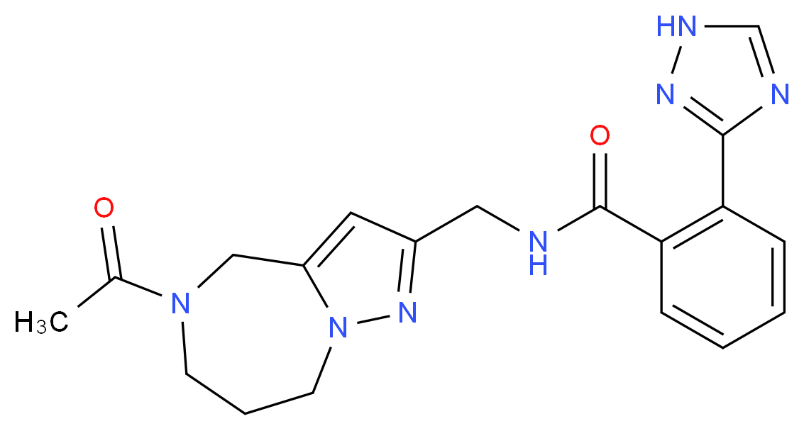 N-[(5-acetyl-5,6,7,8-tetrahydro-4H-pyrazolo[1,5-a][1,4]diazepin-2-yl)methyl]-2-(1H-1,2,4-triazol-3-yl)benzamide_分子结构_CAS_)