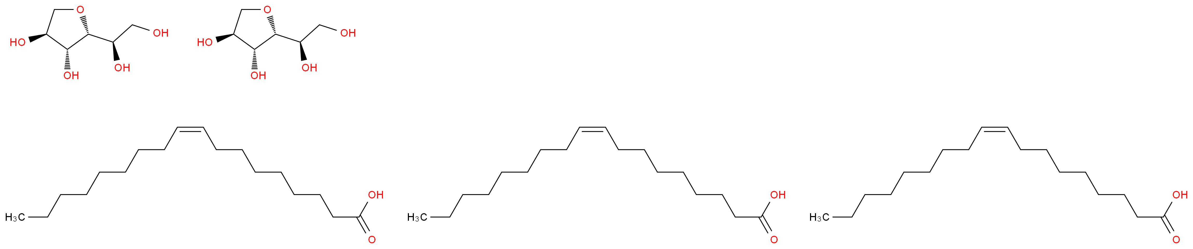 bis((2R,3R,4S)-2-[(1R)-1,2-dihydroxyethyl]oxolane-3,4-diol); tris((9Z)-octadec-9-enoic acid)_分子结构_CAS_8007-43-0