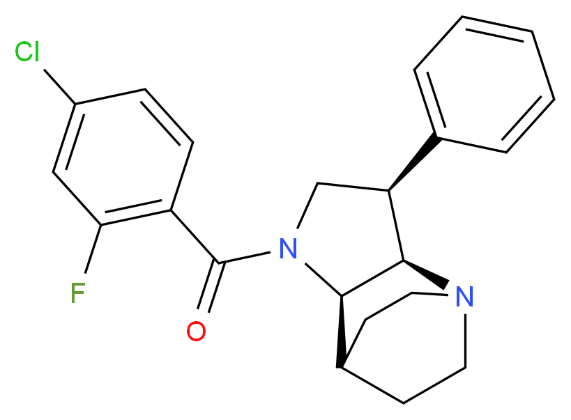 (3R*,3aR*,7aR*)-1-(4-chloro-2-fluorobenzoyl)-3-phenyloctahydro-4,7-ethanopyrrolo[3,2-b]pyridine_分子结构_CAS_)