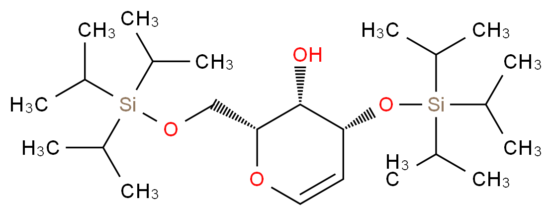 (2R,3S,4R)-4-{[tris(propan-2-yl)silyl]oxy}-2-({[tris(propan-2-yl)silyl]oxy}methyl)-3,4-dihydro-2H-pyran-3-ol_分子结构_CAS_201053-37-4