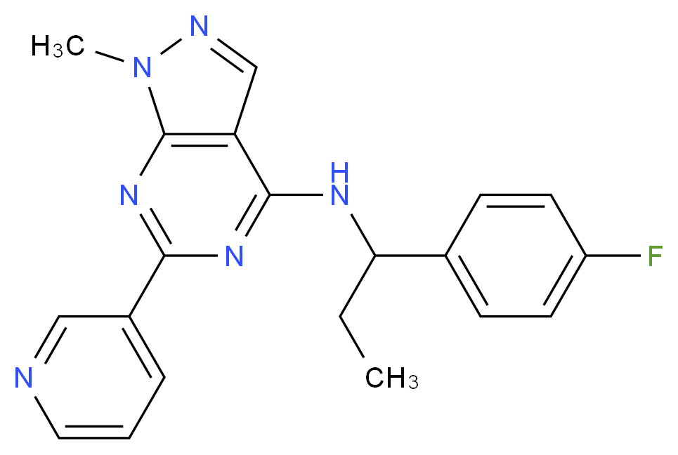N-[1-(4-fluorophenyl)propyl]-1-methyl-6-(3-pyridinyl)-1H-pyrazolo[3,4-d]pyrimidin-4-amine_分子结构_CAS_)
