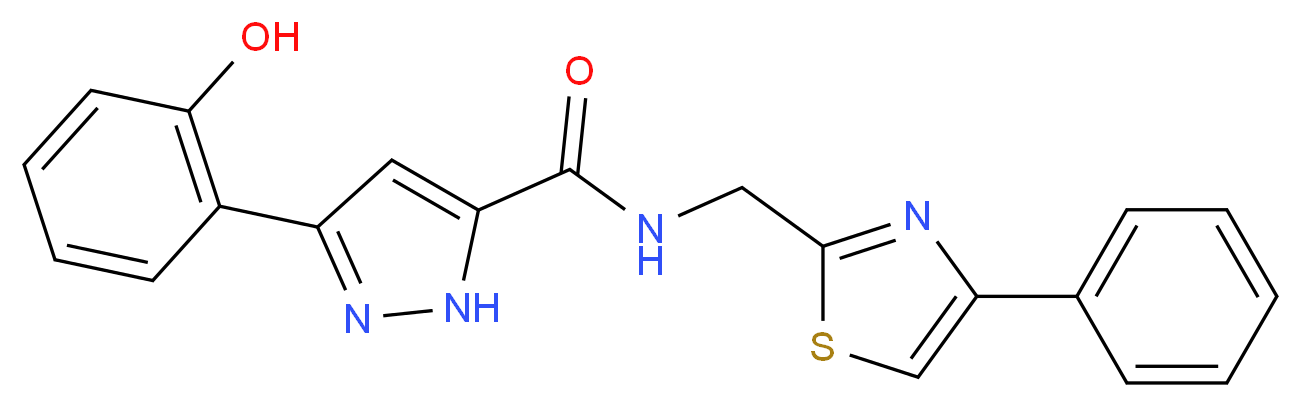 3-(2-hydroxyphenyl)-N-[(4-phenyl-1,3-thiazol-2-yl)methyl]-1H-pyrazole-5-carboxamide_分子结构_CAS_)
