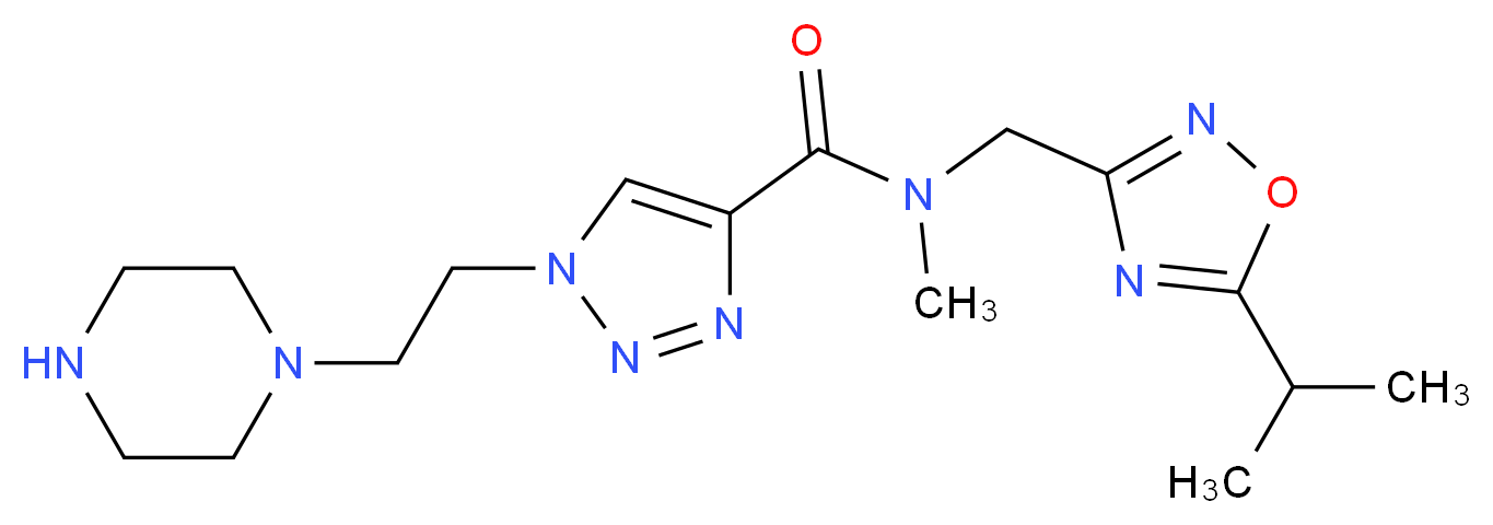 N-[(5-isopropyl-1,2,4-oxadiazol-3-yl)methyl]-N-methyl-1-[2-(1-piperazinyl)ethyl]-1H-1,2,3-triazole-4-carboxamide_分子结构_CAS_)