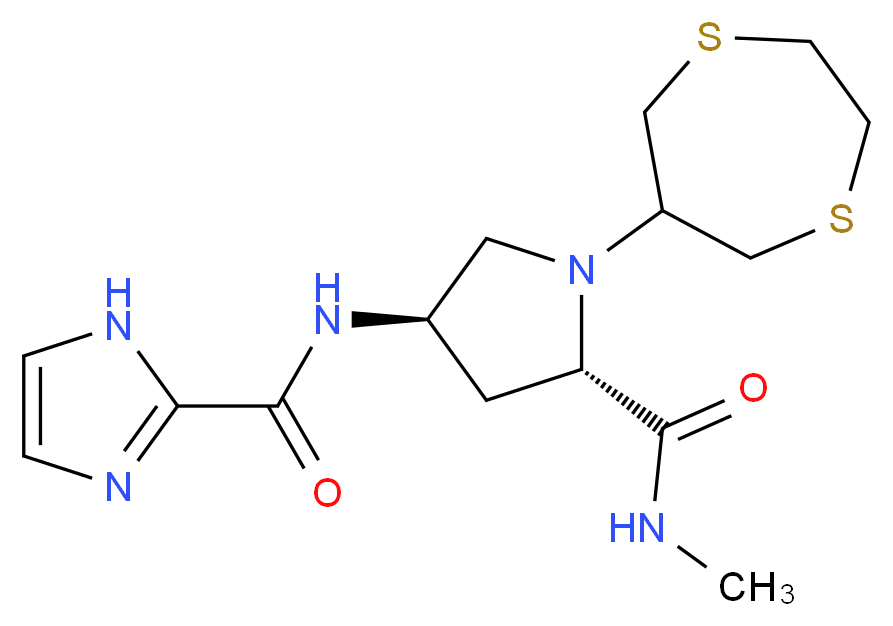 (4R)-1-(1,4-dithiepan-6-yl)-4-[(1H-imidazol-2-ylcarbonyl)amino]-N-methyl-L-prolinamide_分子结构_CAS_)