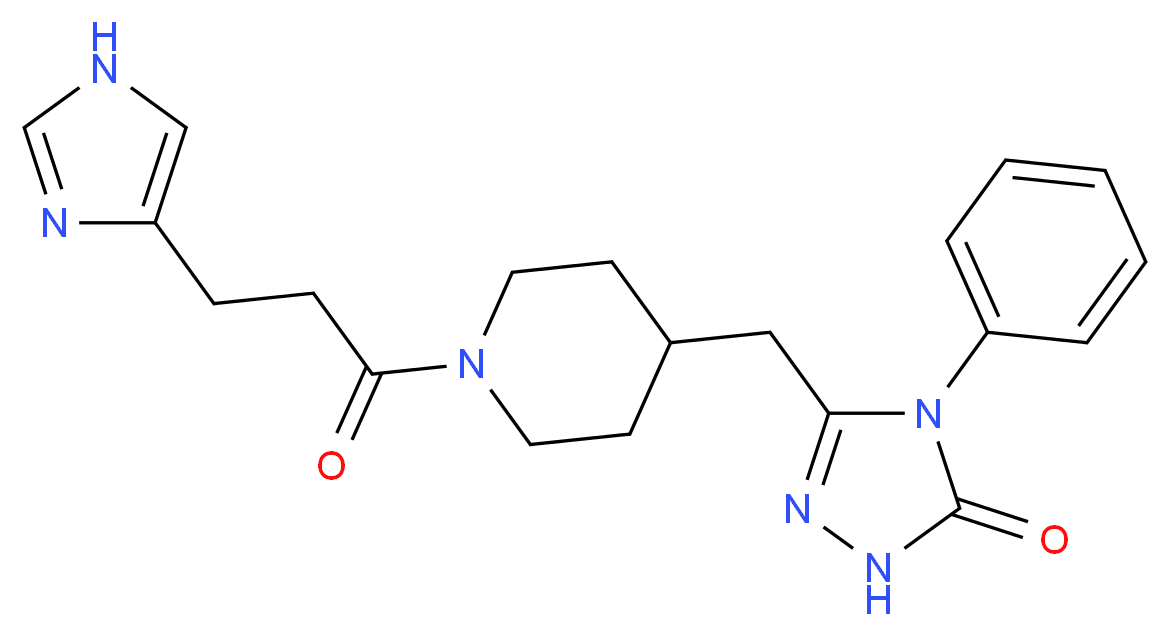 5-({1-[3-(1H-imidazol-4-yl)propanoyl]piperidin-4-yl}methyl)-4-phenyl-2,4-dihydro-3H-1,2,4-triazol-3-one_分子结构_CAS_)