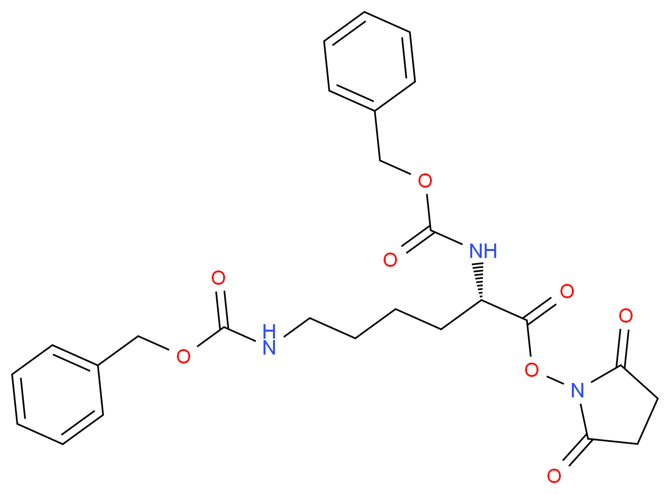 2,5-dioxopyrrolidin-1-yl (2S)-2,6-di{[(benzyloxy)carbonyl]amino}hexanoate_分子结构_CAS_21160-83-8