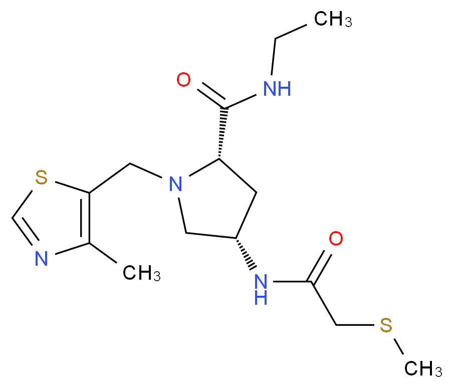 (4S)-N-ethyl-1-[(4-methyl-1,3-thiazol-5-yl)methyl]-4-{[(methylthio)acetyl]amino}-L-prolinamide_分子结构_CAS_)