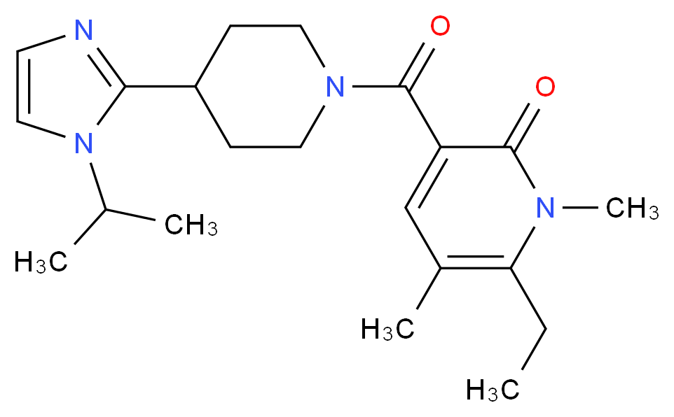 6-ethyl-3-{[4-(1-isopropyl-1H-imidazol-2-yl)piperidin-1-yl]carbonyl}-1,5-dimethylpyridin-2(1H)-one_分子结构_CAS_)
