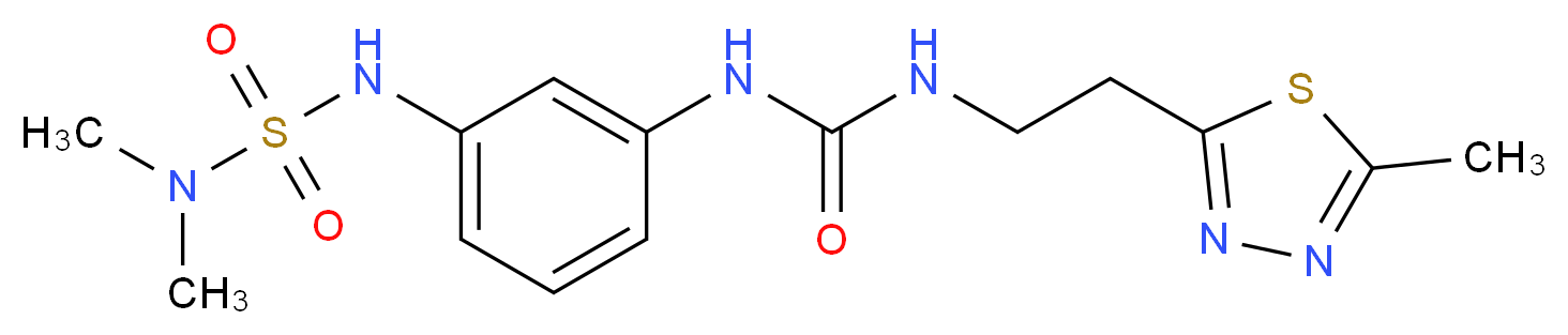 N-(3-{[(dimethylamino)sulfonyl]amino}phenyl)-N'-[2-(5-methyl-1,3,4-thiadiazol-2-yl)ethyl]urea_分子结构_CAS_)