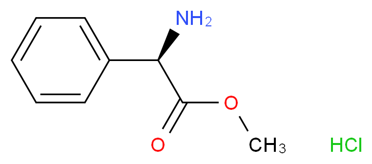 (R)-(-)-2-苯甘氨酸甲酯 盐酸盐_分子结构_CAS_19883-41-1)