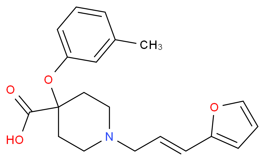 1-[(2E)-3-(2-furyl)prop-2-en-1-yl]-4-(3-methylphenoxy)piperidine-4-carboxylic acid_分子结构_CAS_)