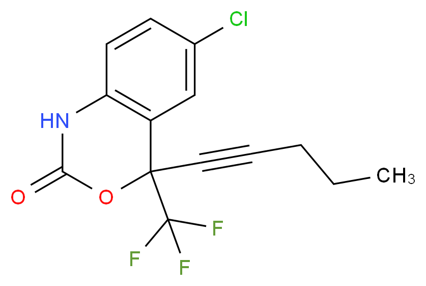 6-chloro-4-(pent-1-yn-1-yl)-4-(trifluoromethyl)-2,4-dihydro-1H-3,1-benzoxazin-2-one_分子结构_CAS_205755-86-8