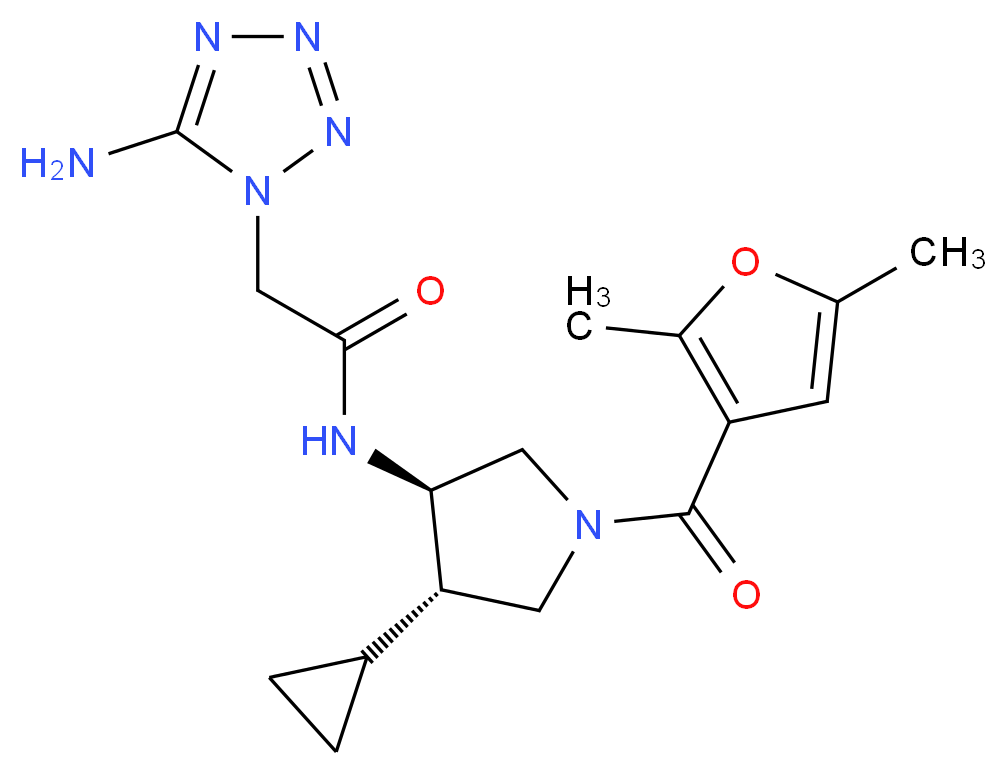 2-(5-amino-1H-tetrazol-1-yl)-N-[(3R*,4S*)-4-cyclopropyl-1-(2,5-dimethyl-3-furoyl)pyrrolidin-3-yl]acetamide_分子结构_CAS_)
