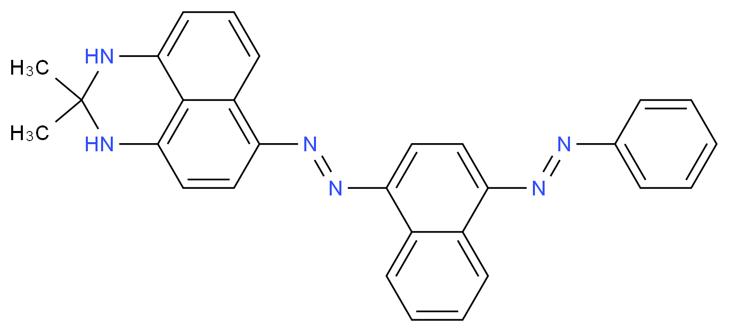 3,3-dimethyl-10-[(E)-2-{4-[(E)-2-phenyldiazen-1-yl]naphthalen-1-yl}diazen-1-yl]-2,4-diazatricyclo[7.3.1.0^{5,13}]trideca-1(13),5,7,9,11-pentaene_分子结构_CAS_4197-25-5