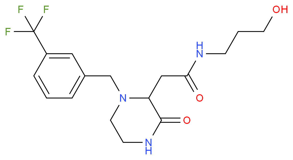 N-(3-hydroxypropyl)-2-{3-oxo-1-[3-(trifluoromethyl)benzyl]-2-piperazinyl}acetamide_分子结构_CAS_)