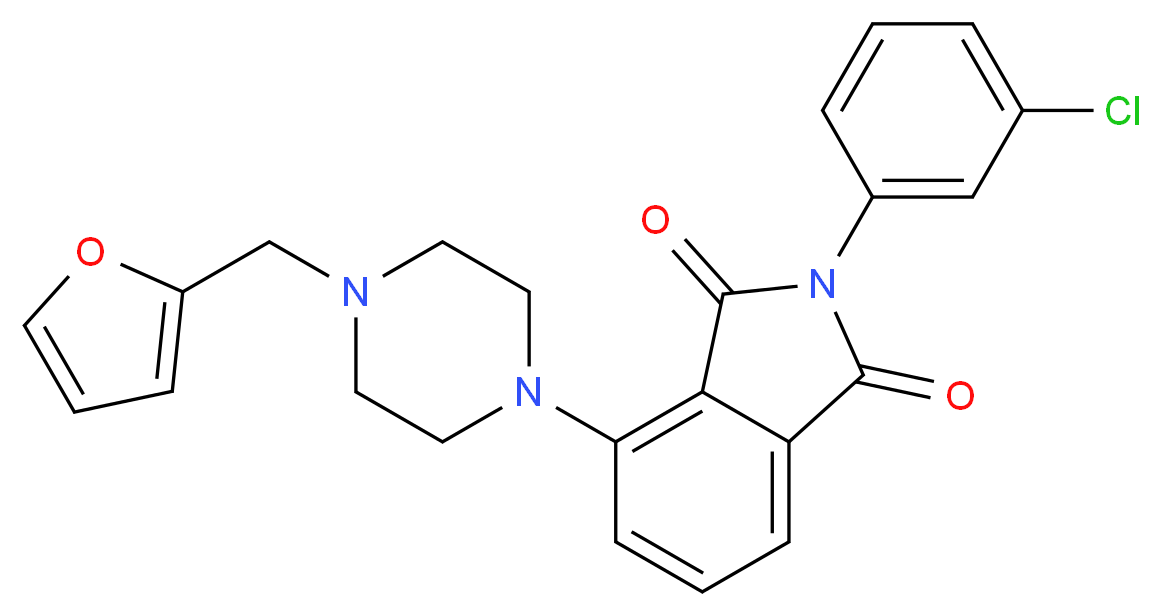 2-(3-chlorophenyl)-4-[4-(2-furylmethyl)-1-piperazinyl]-1H-isoindole-1,3(2H)-dione_分子结构_CAS_)