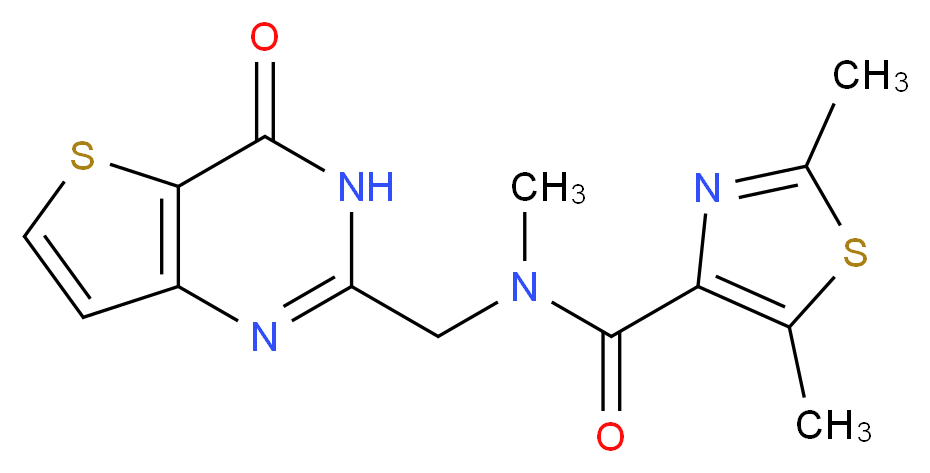 N,2,5-trimethyl-N-[(4-oxo-3,4-dihydrothieno[3,2-d]pyrimidin-2-yl)methyl]-1,3-thiazole-4-carboxamide_分子结构_CAS_)