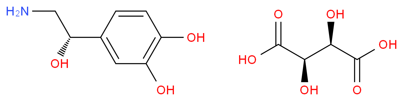 (2R,3R)-2,3-dihydroxybutanedioic acid; 4-[(1S)-2-amino-1-hydroxyethyl]benzene-1,2-diol_分子结构_CAS_636-88-4