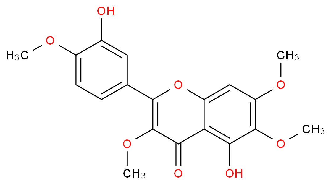 5-hydroxy-2-(3-hydroxy-4-methoxyphenyl)-3,6,7-trimethoxy-4H-chromen-4-one_分子结构_CAS_479-91-4