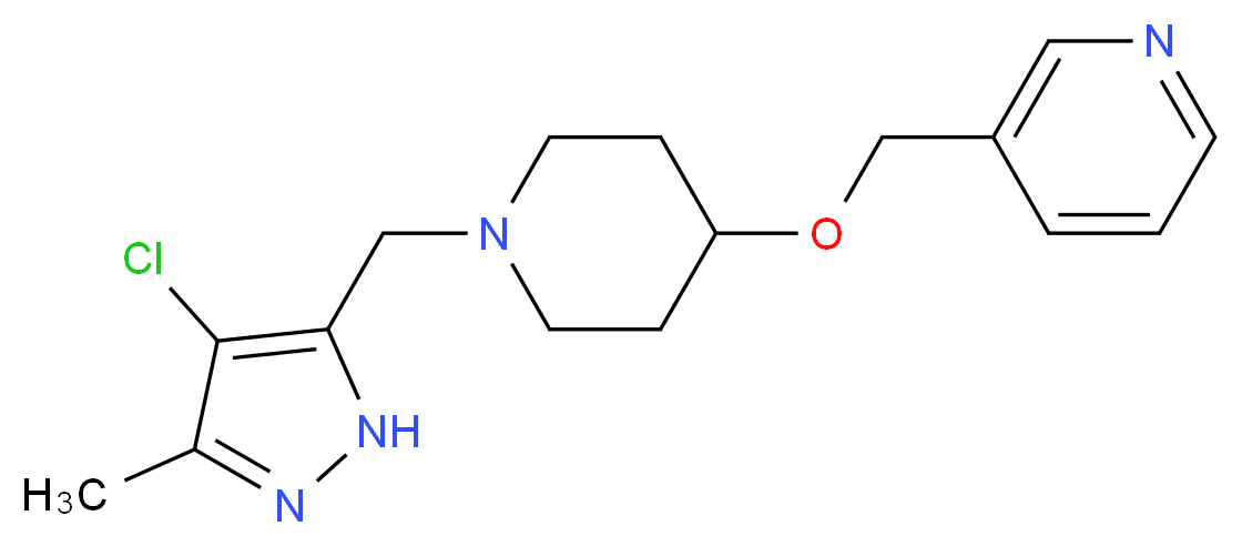 3-[({1-[(4-chloro-3-methyl-1H-pyrazol-5-yl)methyl]piperidin-4-yl}oxy)methyl]pyridine_分子结构_CAS_)