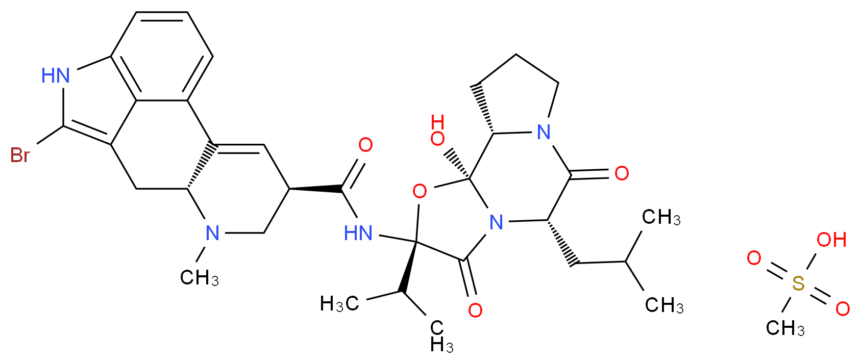 2-Bromo α-Ergocryptine Mesylate_分子结构_CAS_22260-51-1)