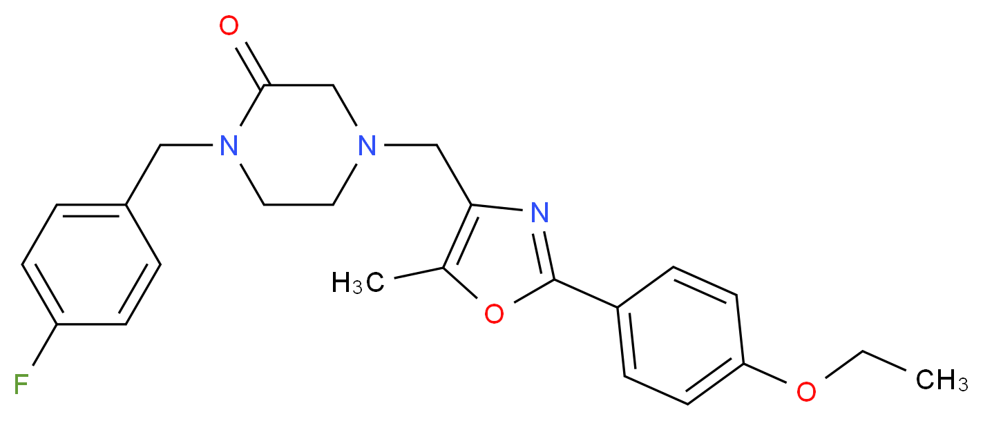4-{[2-(4-ethoxyphenyl)-5-methyl-1,3-oxazol-4-yl]methyl}-1-(4-fluorobenzyl)-2-piperazinone_分子结构_CAS_)