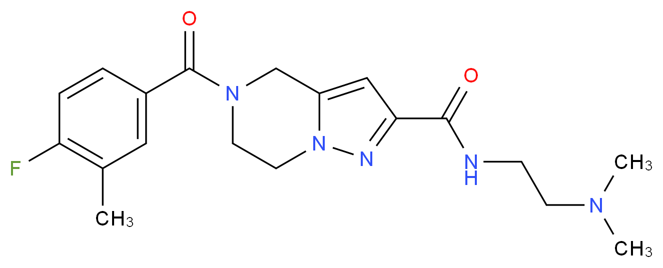 N-[2-(dimethylamino)ethyl]-5-(4-fluoro-3-methylbenzoyl)-4,5,6,7-tetrahydropyrazolo[1,5-a]pyrazine-2-carboxamide_分子结构_CAS_)