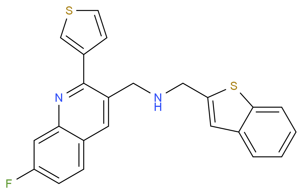 (1-benzothien-2-ylmethyl){[7-fluoro-2-(3-thienyl)-3-quinolinyl]methyl}amine_分子结构_CAS_)