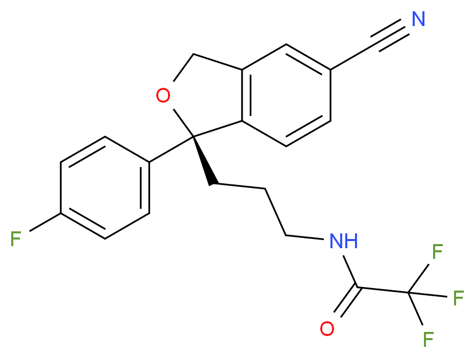 N-{3-[(1S)-5-cyano-1-(4-fluorophenyl)-1,3-dihydro-2-benzofuran-1-yl]propyl}-2,2,2-trifluoroacetamide_分子结构_CAS_1217811-50-1