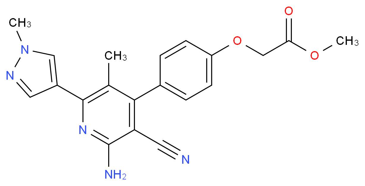 methyl {4-[2-amino-3-cyano-5-methyl-6-(1-methyl-1H-pyrazol-4-yl)pyridin-4-yl]phenoxy}acetate_分子结构_CAS_)
