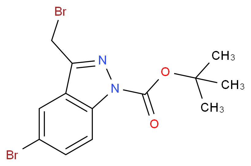 1H-INDAZOLE-1-CARBOXYLIC ACID, 5-BROMO-3-(BROMOMETHYL)-, 1,1-DIMETHYLETHYL ESTER_分子结构_CAS_944899-46-1)
