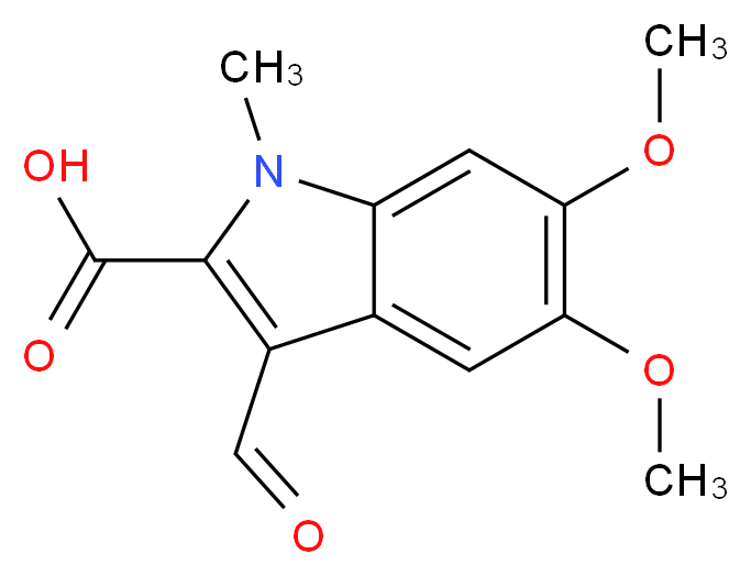 3-formyl-5,6-dimethoxy-1-methyl-1H-indole-2-carboxylic acid_分子结构_CAS_)
