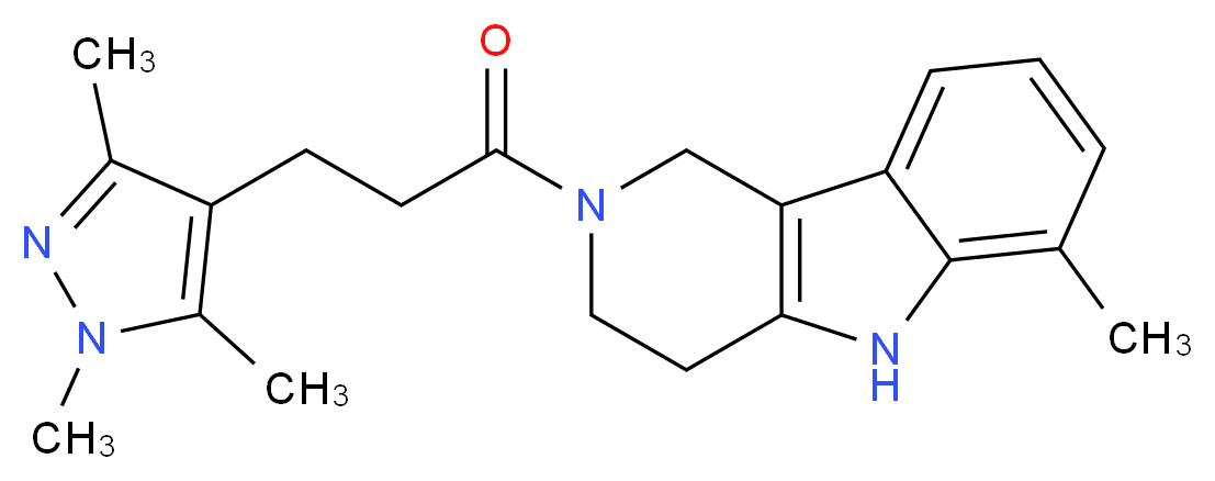 6-methyl-2-[3-(1,3,5-trimethyl-1H-pyrazol-4-yl)propanoyl]-2,3,4,5-tetrahydro-1H-pyrido[4,3-b]indole_分子结构_CAS_)
