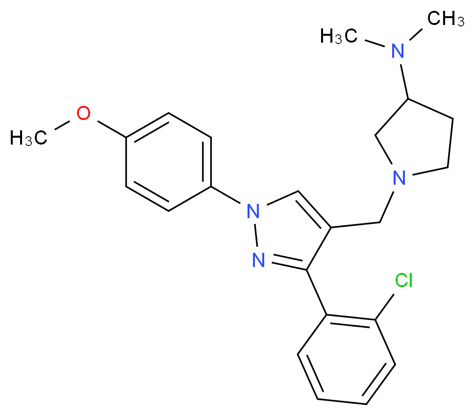 1-{[3-(2-chlorophenyl)-1-(4-methoxyphenyl)-1H-pyrazol-4-yl]methyl}-N,N-dimethyl-3-pyrrolidinamine_分子结构_CAS_)
