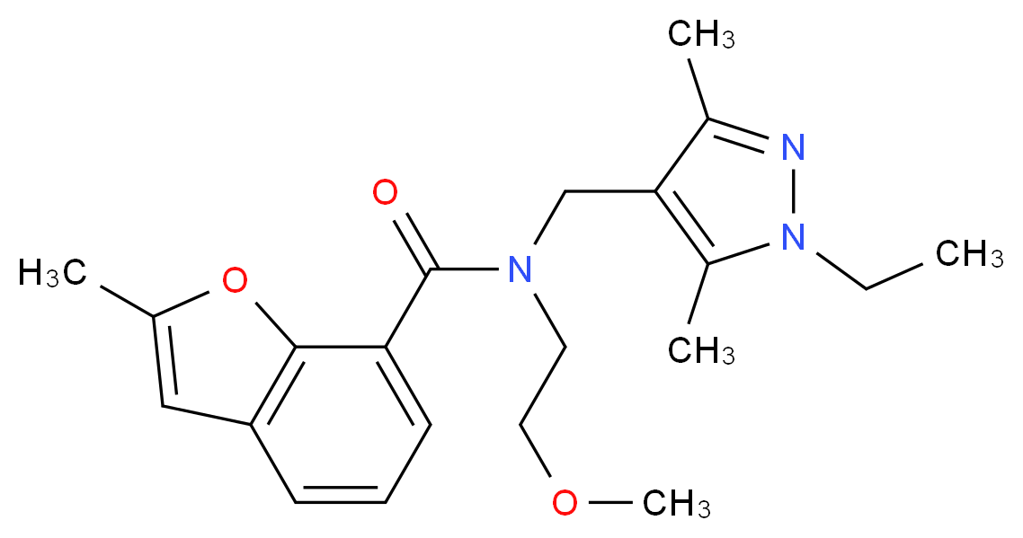 N-[(1-ethyl-3,5-dimethyl-1H-pyrazol-4-yl)methyl]-N-(2-methoxyethyl)-2-methyl-1-benzofuran-7-carboxamide_分子结构_CAS_)