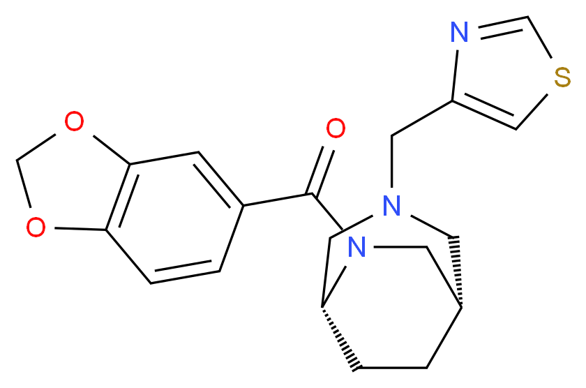 (1S*,5R*)-6-(1,3-benzodioxol-5-ylcarbonyl)-3-(1,3-thiazol-4-ylmethyl)-3,6-diazabicyclo[3.2.2]nonane_分子结构_CAS_)