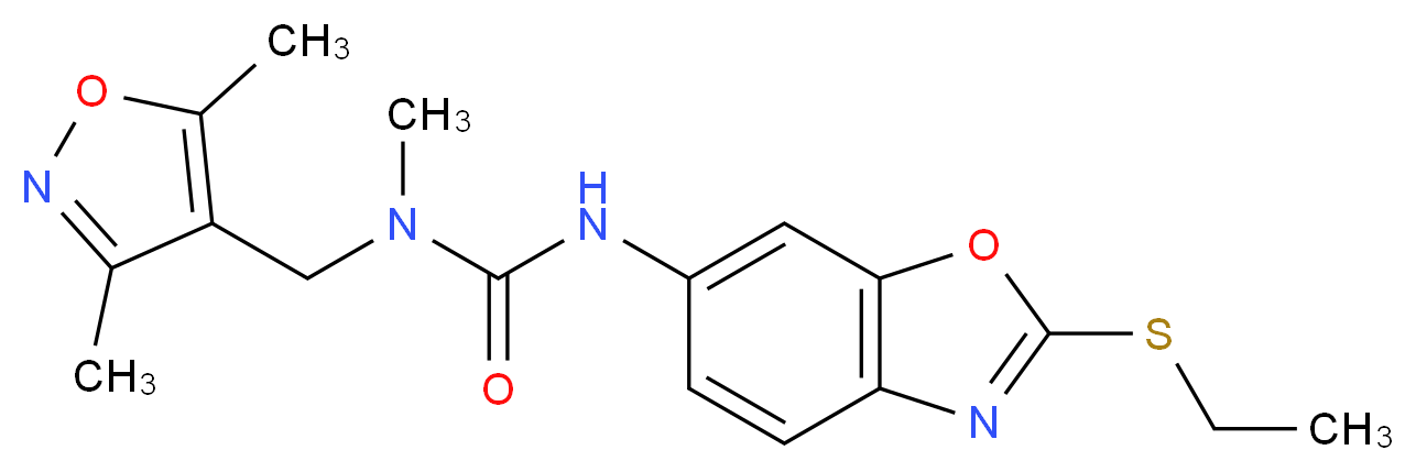 N-[(3,5-dimethylisoxazol-4-yl)methyl]-N'-[2-(ethylthio)-1,3-benzoxazol-6-yl]-N-methylurea_分子结构_CAS_)