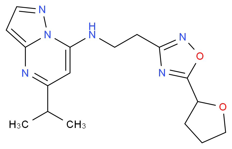 5-isopropyl-N-{2-[5-(tetrahydro-2-furanyl)-1,2,4-oxadiazol-3-yl]ethyl}pyrazolo[1,5-a]pyrimidin-7-amine_分子结构_CAS_)