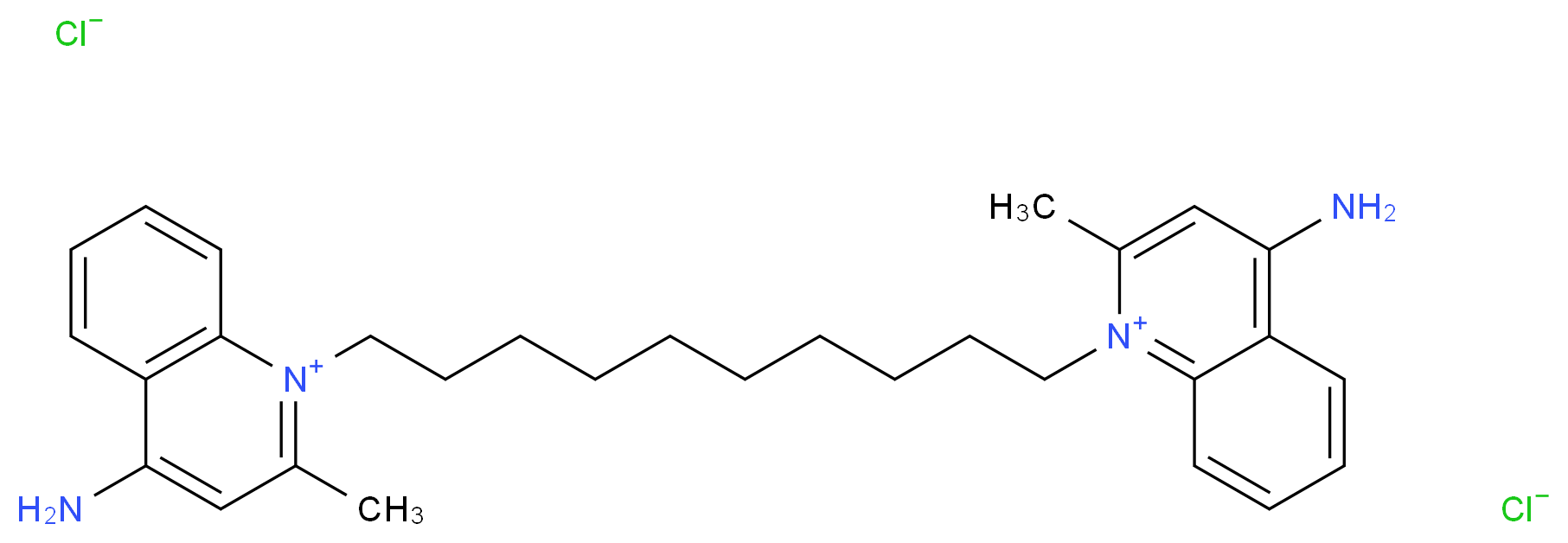 4-amino-1-[10-(4-amino-2-methylquinolin-1-ium-1-yl)decyl]-2-methylquinolin-1-ium dichloride_分子结构_CAS_522-51-0