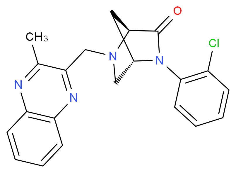 (1S*,4S*)-2-(2-chlorophenyl)-5-[(3-methyl-2-quinoxalinyl)methyl]-2,5-diazabicyclo[2.2.1]heptan-3-one_分子结构_CAS_)