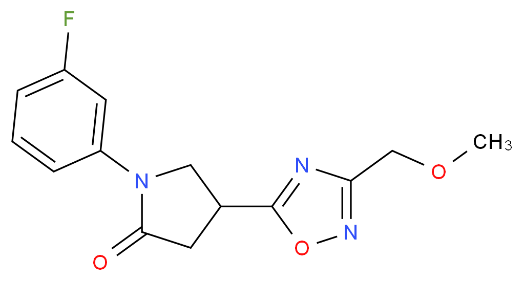 1-(3-fluorophenyl)-4-[3-(methoxymethyl)-1,2,4-oxadiazol-5-yl]-2-pyrrolidinone_分子结构_CAS_)
