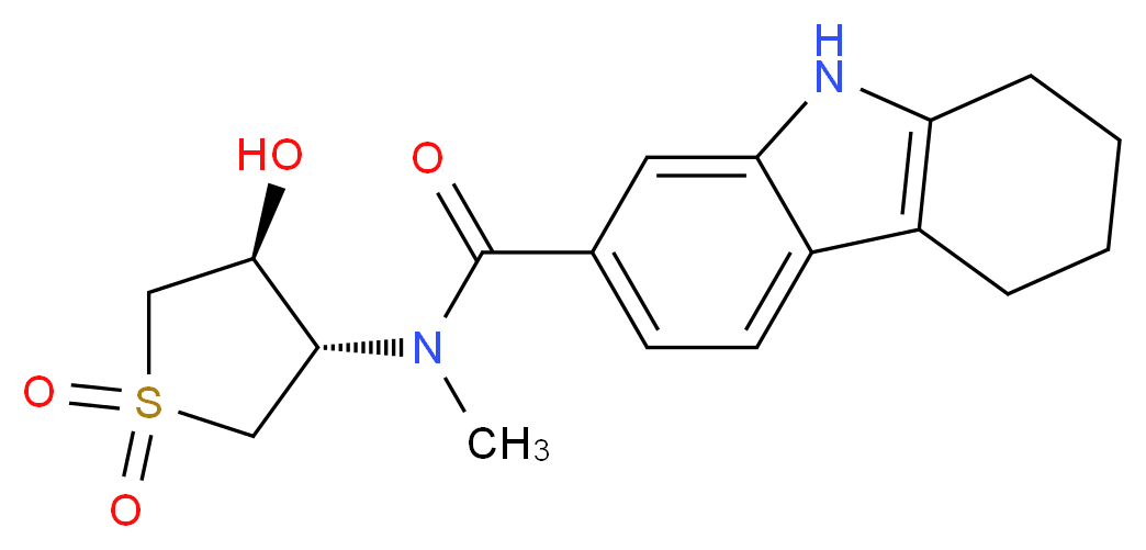 N-[(3S*,4S*)-4-hydroxy-1,1-dioxidotetrahydro-3-thienyl]-N-methyl-2,3,4,9-tetrahydro-1H-carbazole-7-carboxamide_分子结构_CAS_)