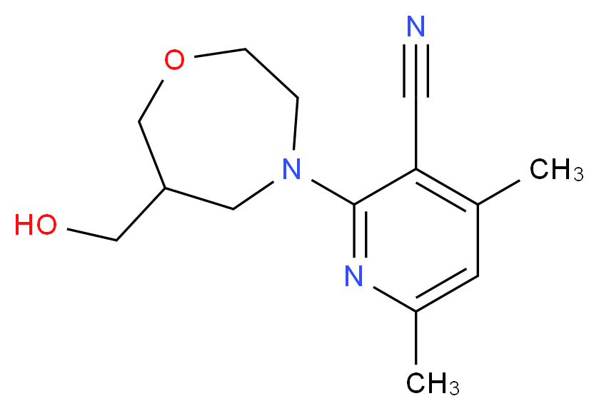 2-[6-(hydroxymethyl)-1,4-oxazepan-4-yl]-4,6-dimethylnicotinonitrile_分子结构_CAS_)